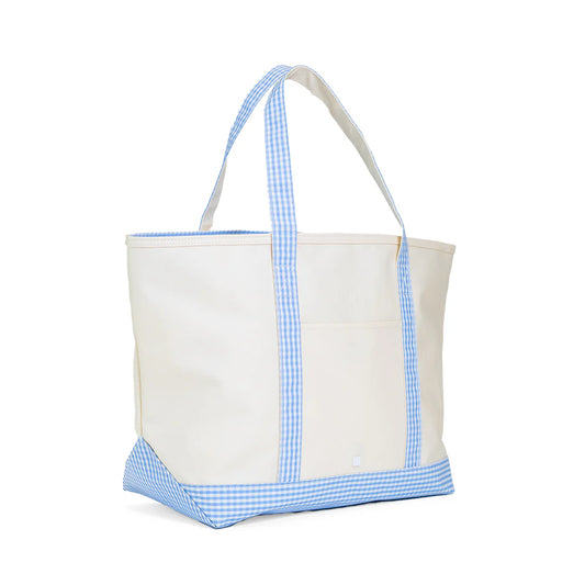 MAXI TOTE COATED CANVAS - NATURAL W/ BLUE GINGHAM