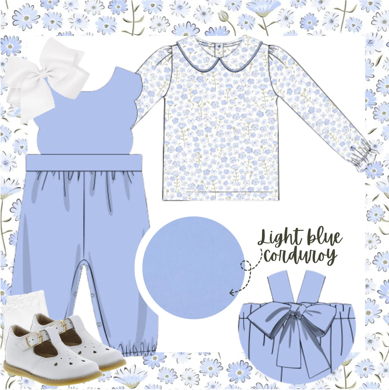 Girls Blue Corduroy Romper