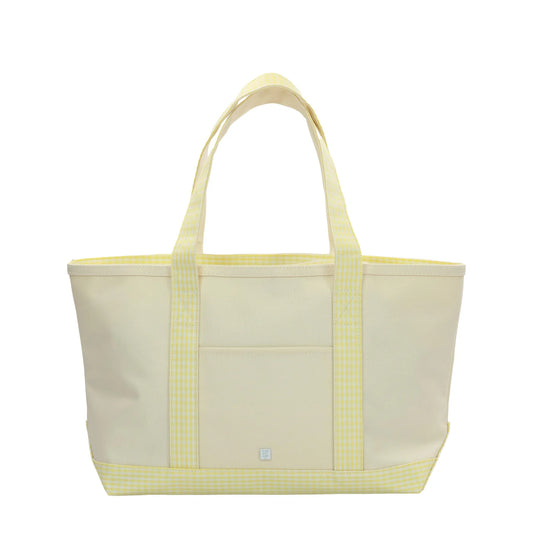 MEDIUM TOTE COATED CANVAS - NATURAL W/ GINGHAM BUTTERCUP