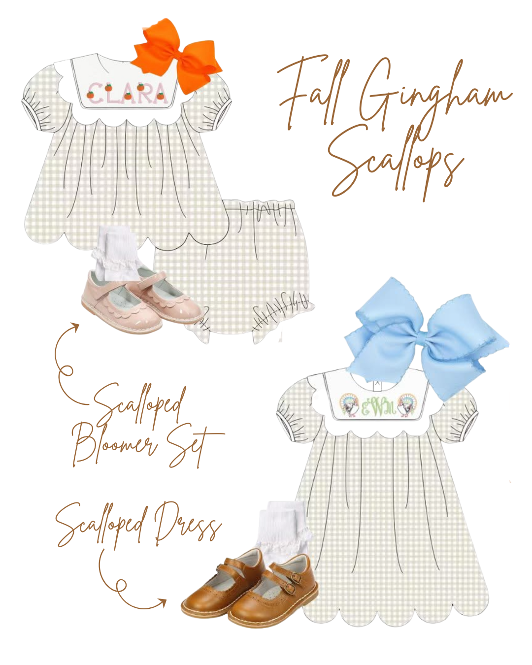 Fall Gingham Scallop DRESS