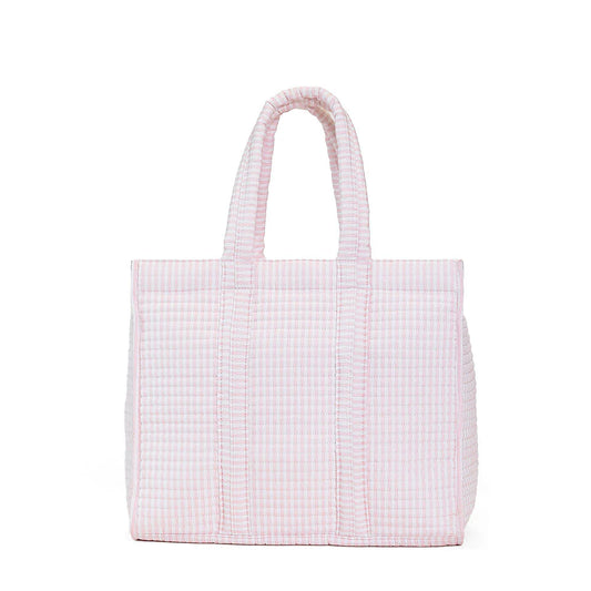 QUILTED GO GO TOTE - PIMLICO STRIPE PINK