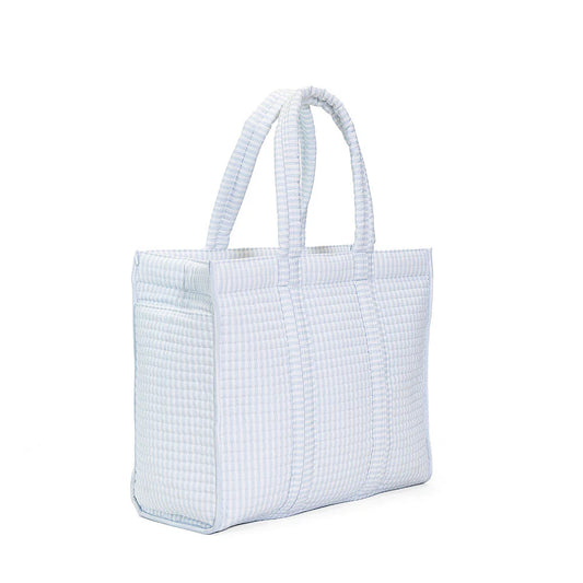 QUILTED GO GO TOTE - PIMLICO STRIPE BLUE