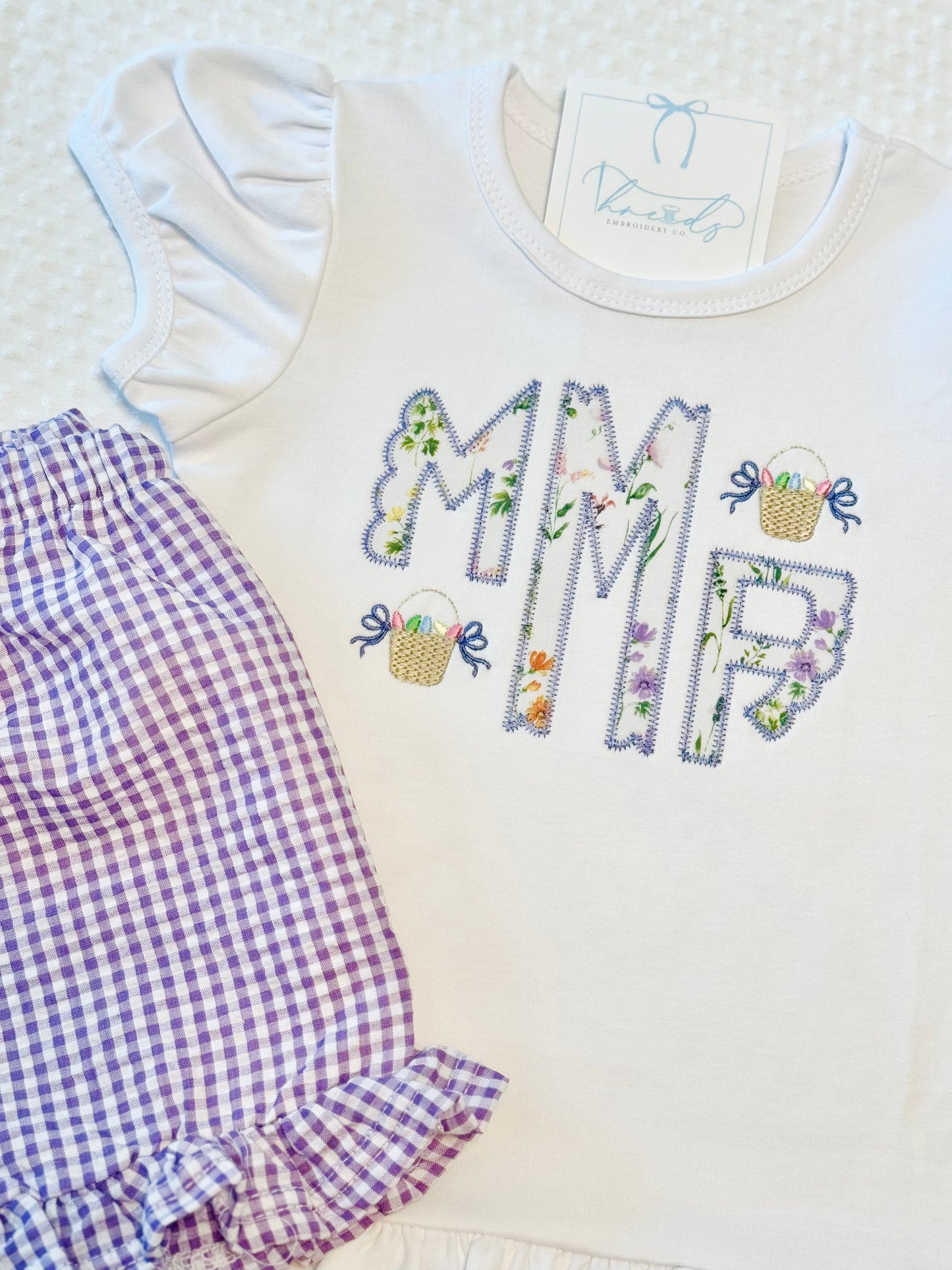 Girl's Applique Easter Short Set