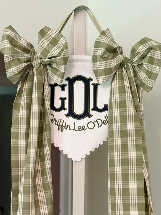 Bespoke Pique Baby Banner with Fabric Bows (Customizable)