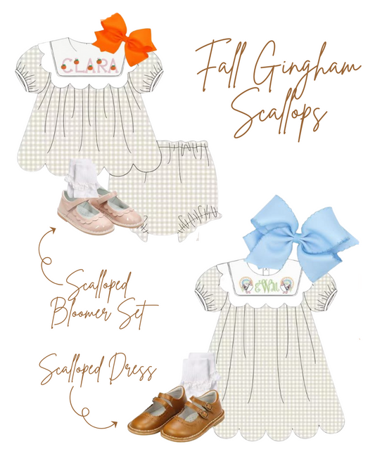 Fall Gingham Scallop BLOOMER SET