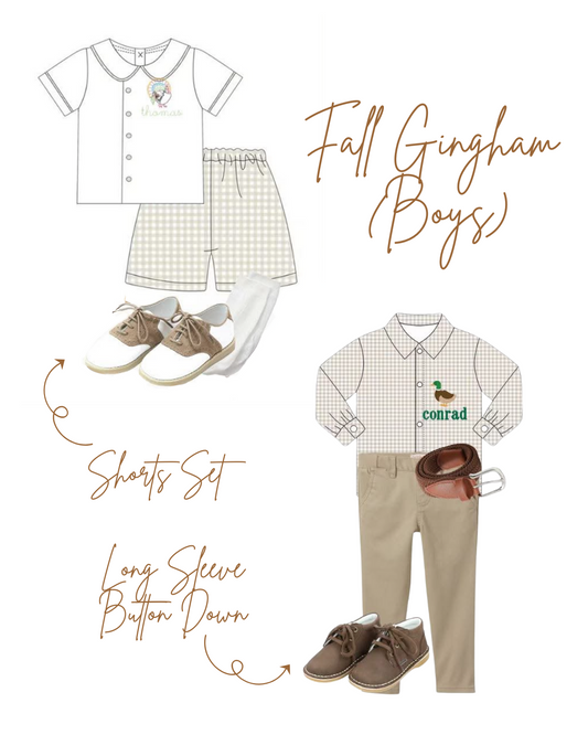 Fall Gingham Boys SHORTS SET
